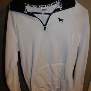 PINK crew neck zip up